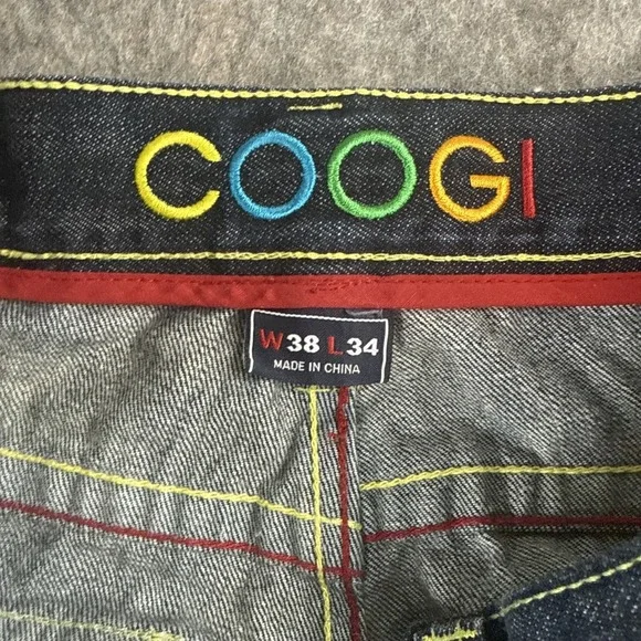Vtg COOGI Jeans Mens sz 38x34 Embroidered Sneaker Shoes Rainbow Blue Denim Y2K - Picture 9 of 16